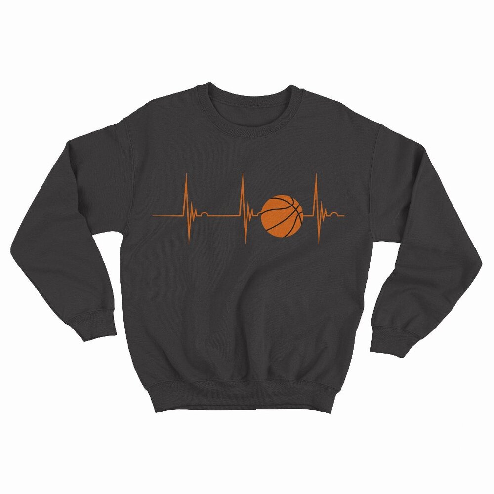 Basketball Heartbeat EKG Pulse Playing Basketball Player Black Sweatshirt